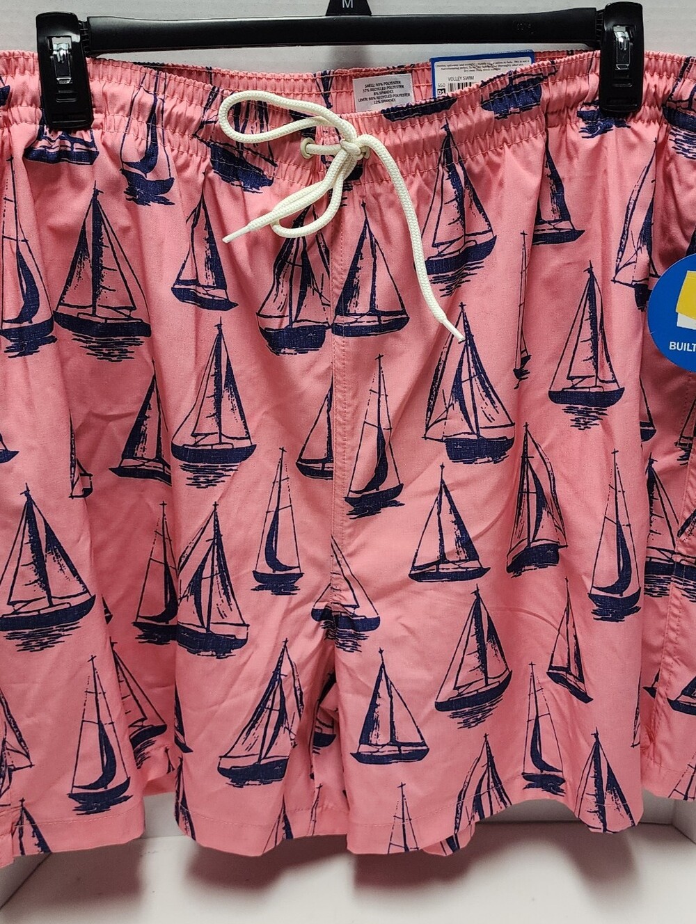 XXXL Men's Beach Shorts Printed Pink Boats Loose Volley Swim Trunks New